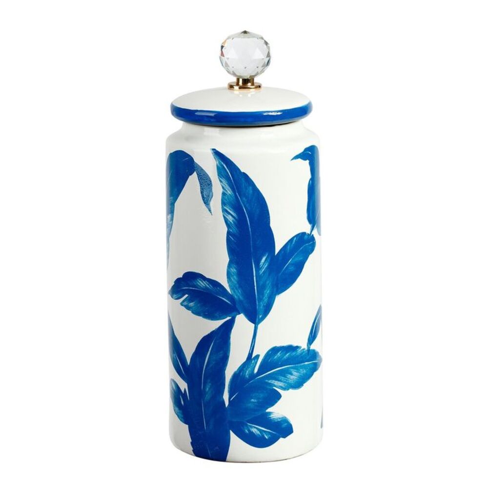 Mark Roberts 14In Floral Jar With Lid, Blue